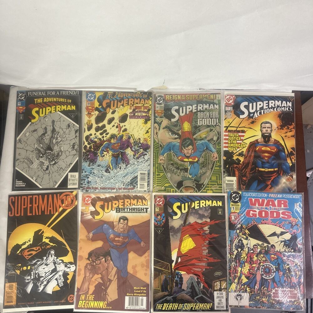 Lot of 8 Superman DC Comics Death Reign Birthright Action Comics 1990s 2000s
